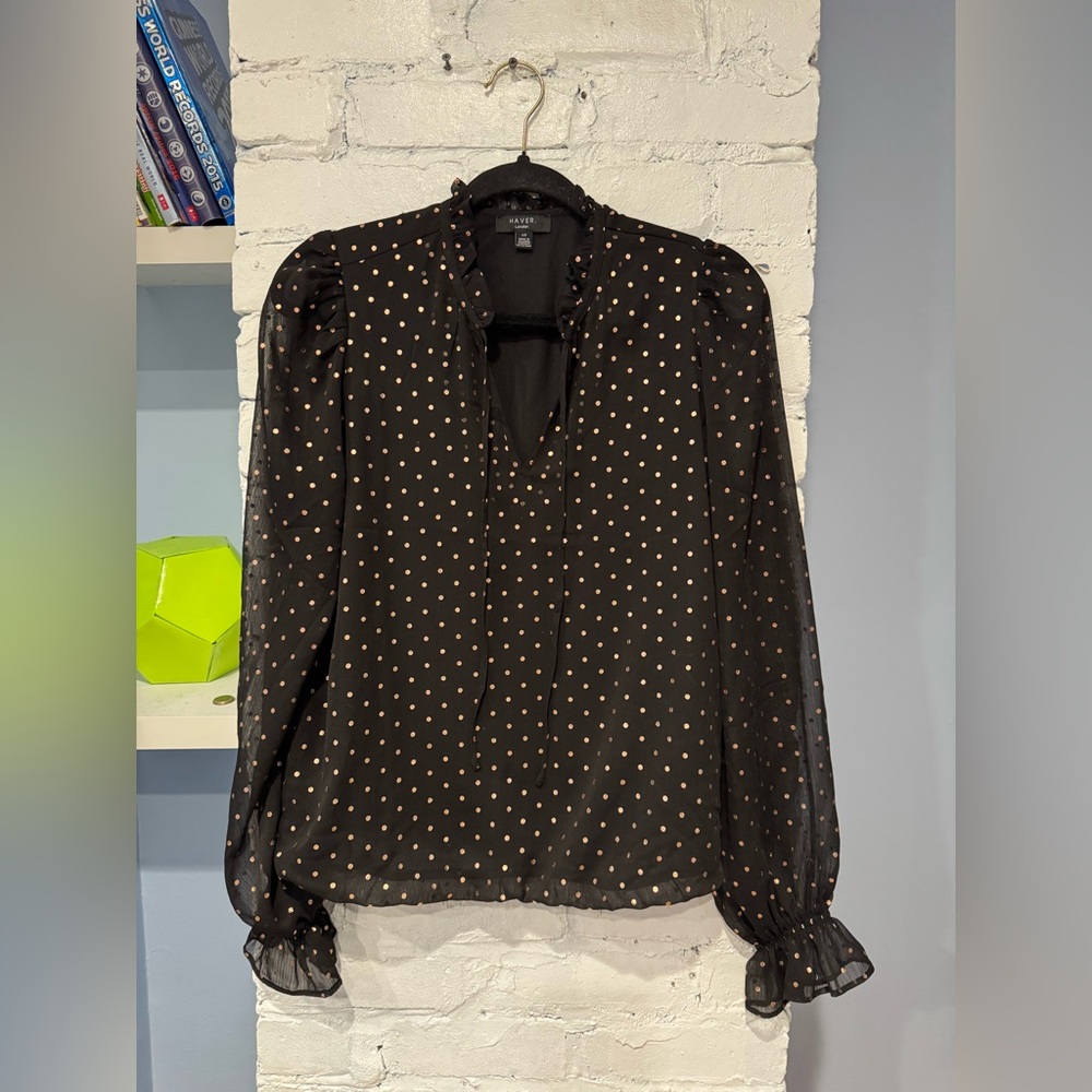 Black Polka Dot Women's Top